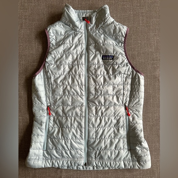 Patagonia Jackets & Blazers - Patagonia Full Zip Up Nano Puff Vest Jacket Womens Size Medium Light Blue Grey